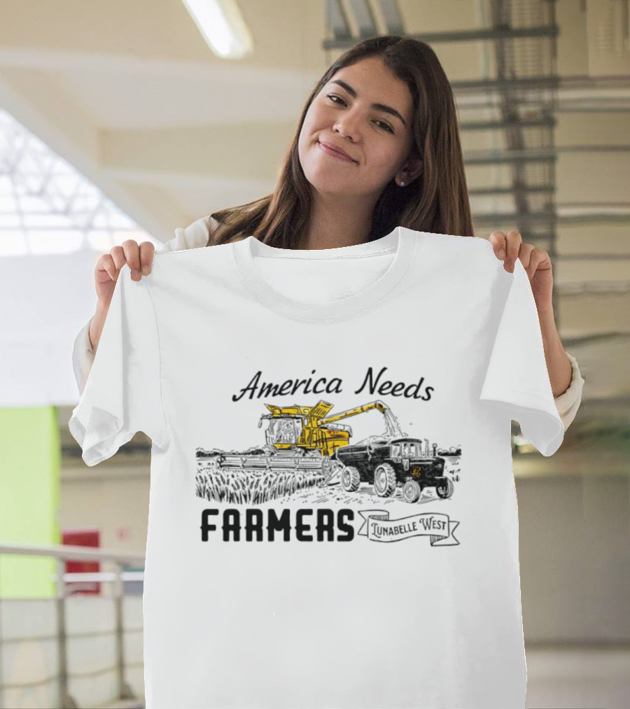 America Needs Farmers Lunabelle West Tractor Combine Harvesting T-Shirt