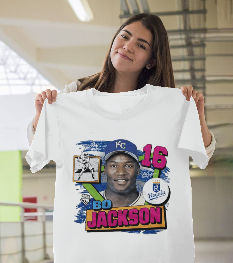 Bo Jackson 16 Kansas City Royals Topps 75 Vintage Baseball Memorabilia T-Shirt