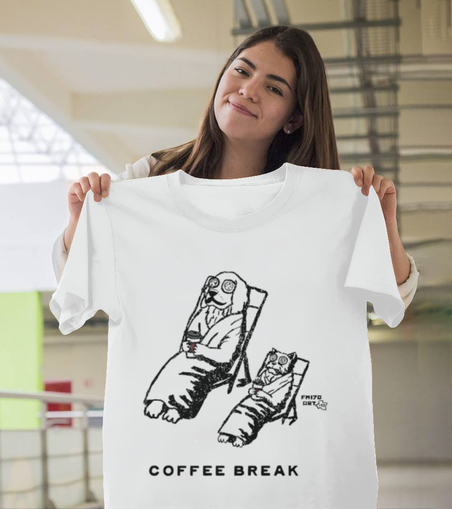 Coffee Break With Relaxing Dog And Cat T-Shirt