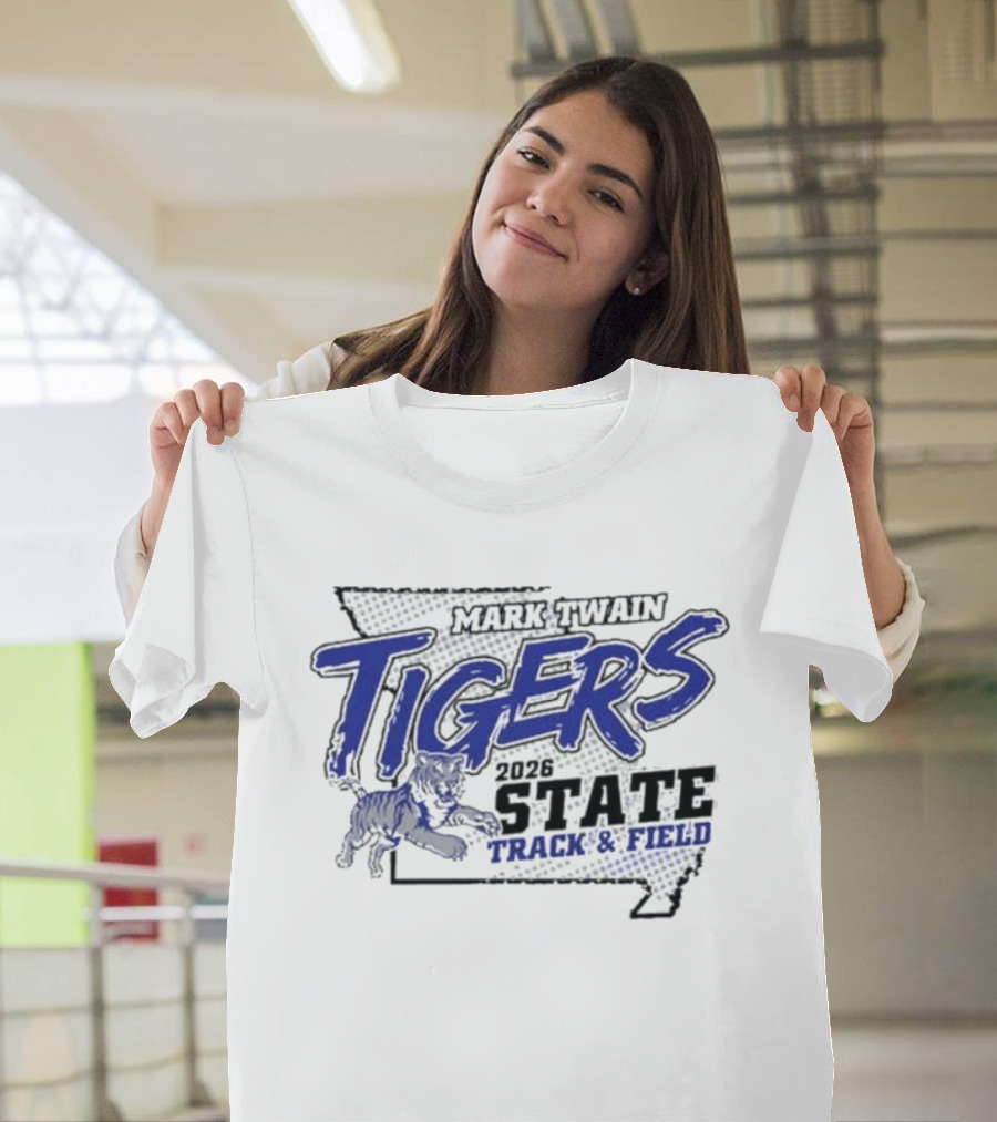 Mark Twain Tigers 2026 State Track And Field Missouri Map T-Shirt