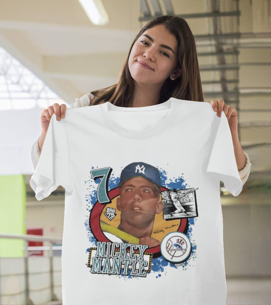 Mickey Mantle 7 Yankees Baseball T-Shirt