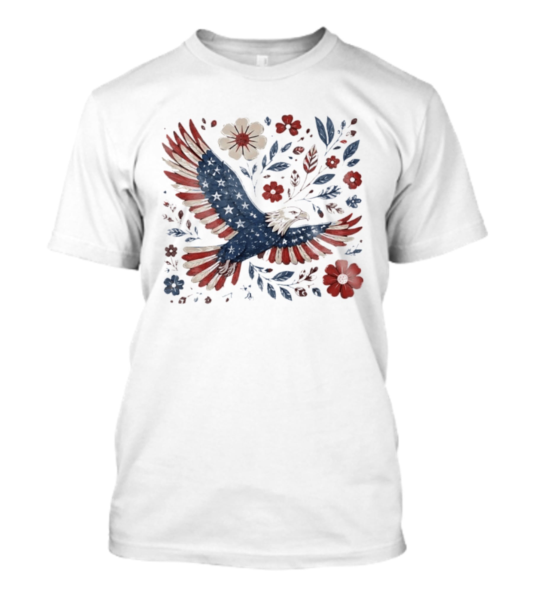 Patriotic Eagle 4th Of July USA 250th Anniversary Freedom Floral T-Shirt