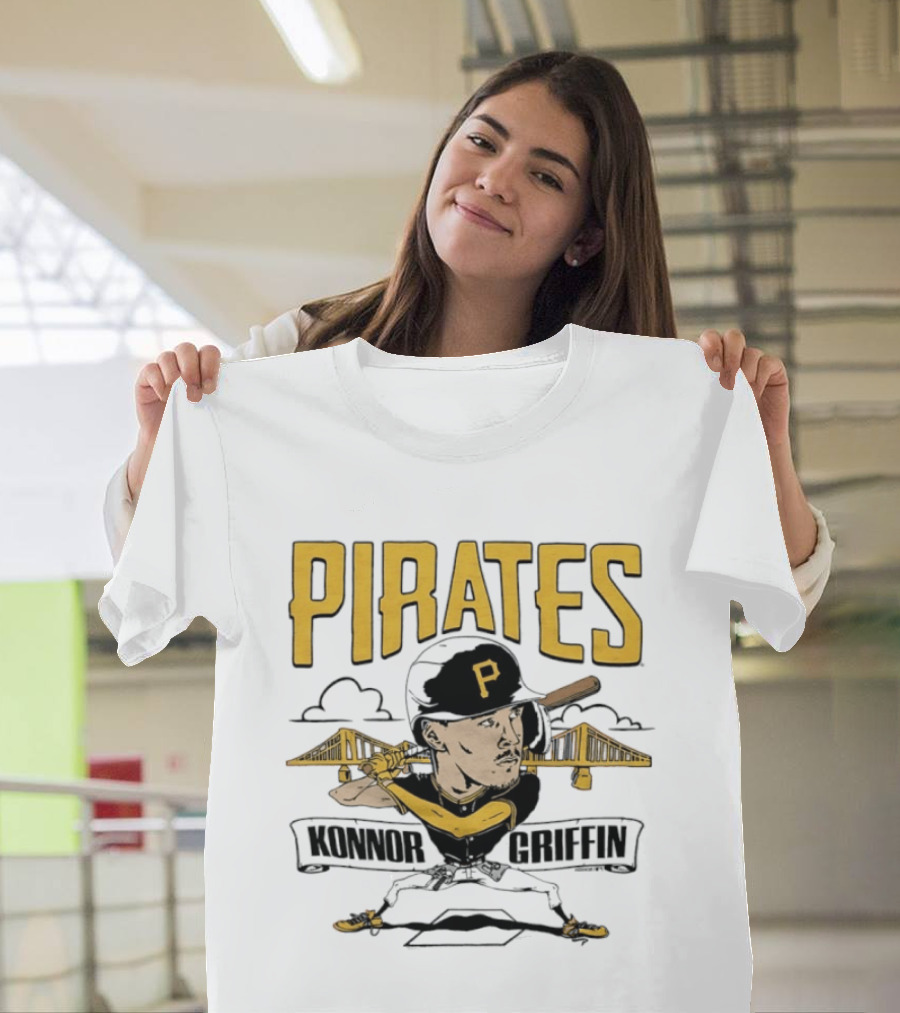Pittsburgh Pirates Konnor Griffin Caricature Swing With Bridges T-Shirt