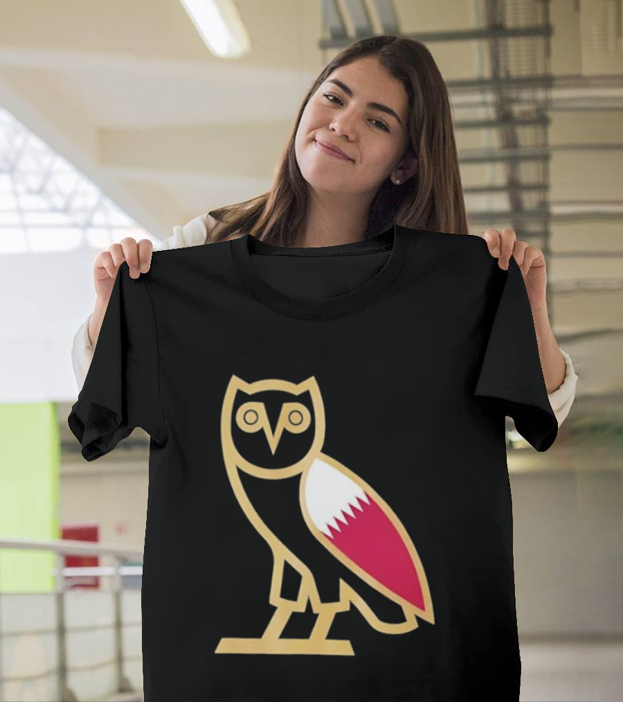 OVO Owl Gold Outline Qatar Flag Wing T-Shirt