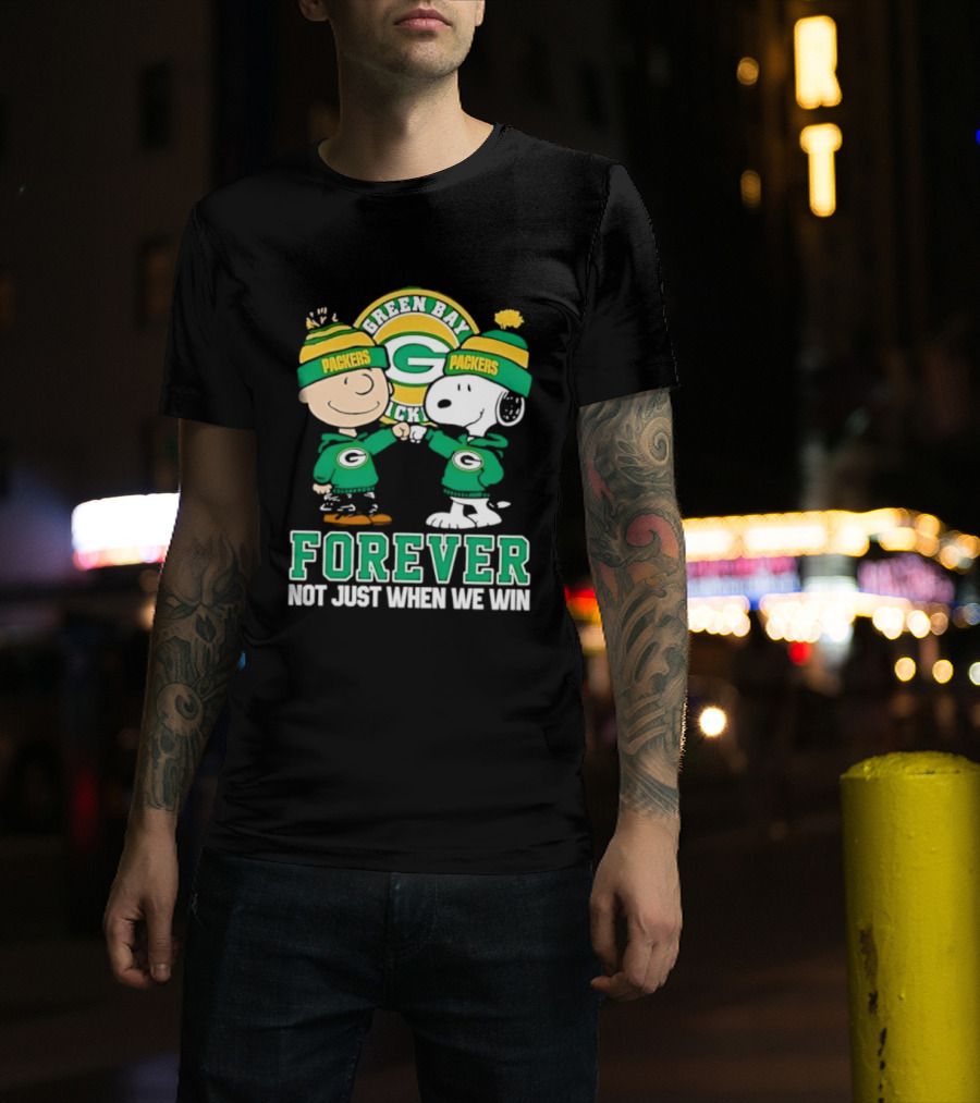 Peanuts Charlie Brown Snoopy Green Bay Packers Forever Not Just When We Win T-Shirt