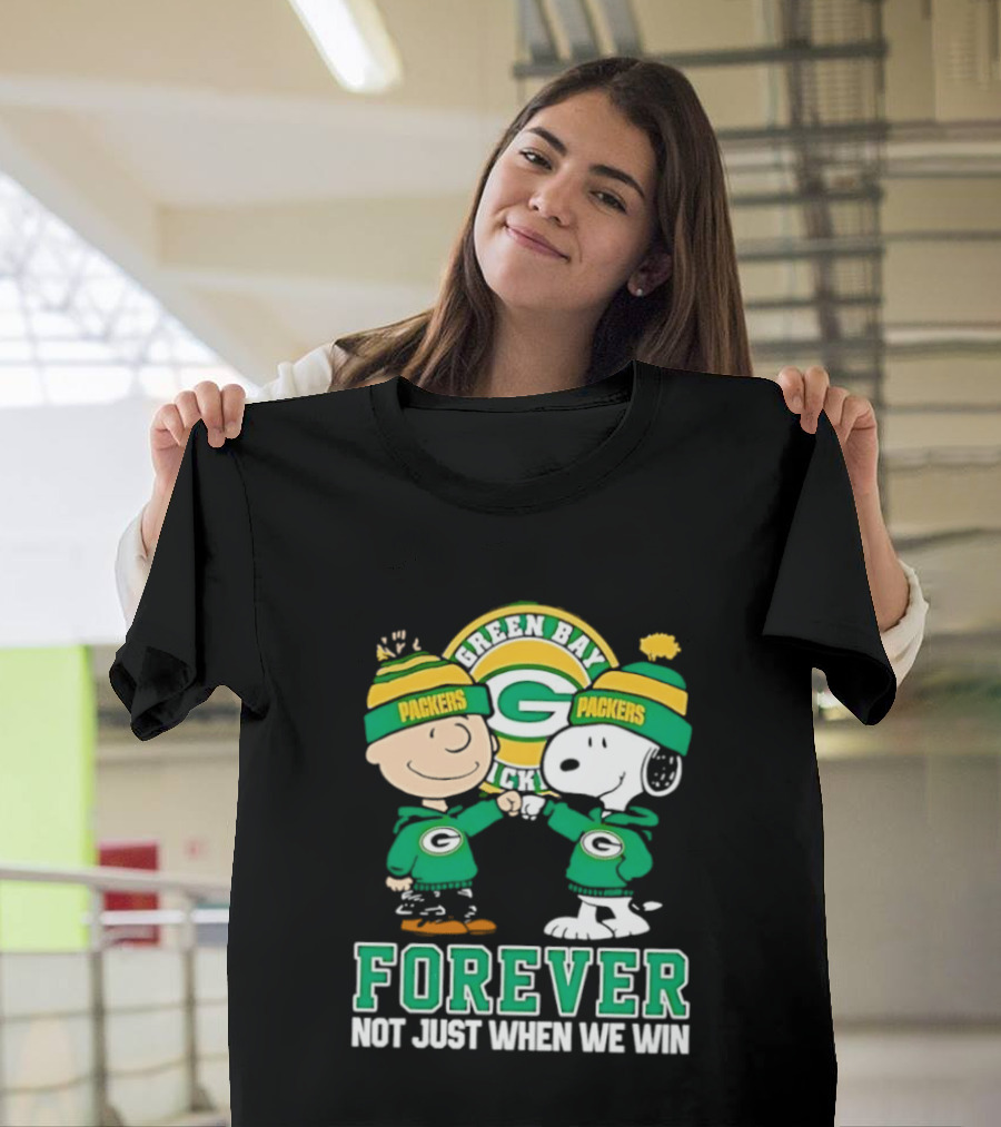 Peanuts Charlie Brown Snoopy Green Bay Packers Forever Not Just When We Win T-Shirt