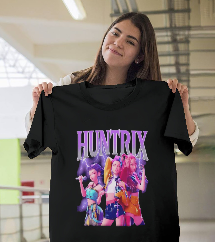 Huntrix Kpop Band Cartoon Characters With Microphones T-Shirt