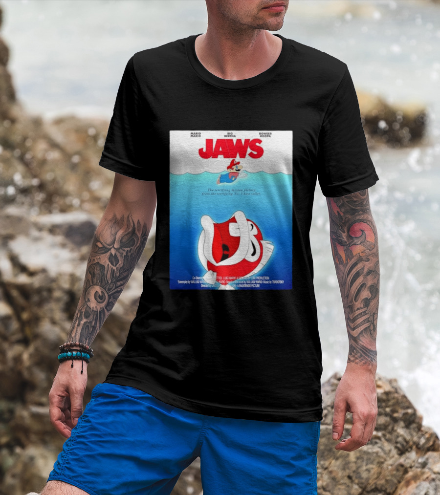 Mario Jaws Big Bertha Bowser Koopa Movie T-Shirt