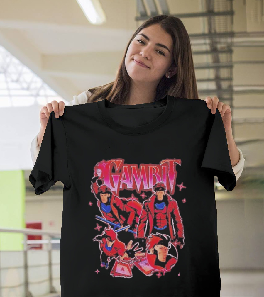 Marvel X Men Gambit Red Jacket Blue Scarf Playing Cards T-Shirt