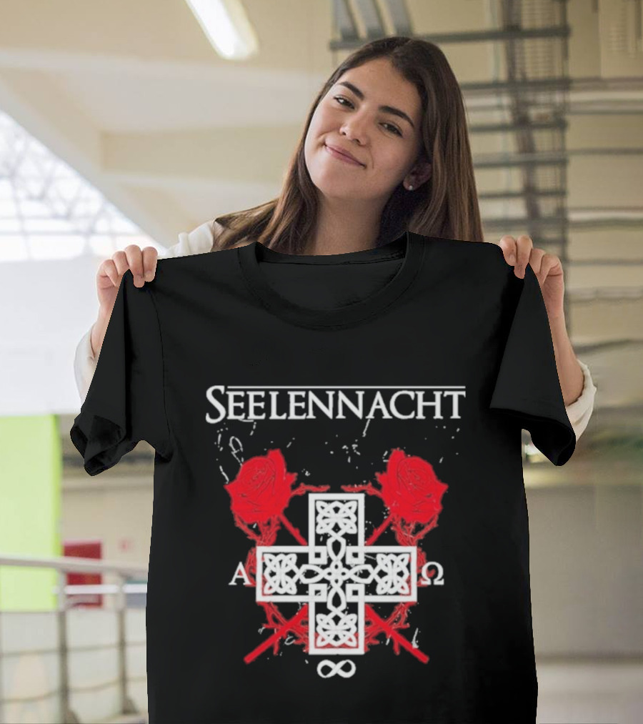 Seelennacht Celtic Cross Red Roses Alpha Omega Infinity T-Shirt