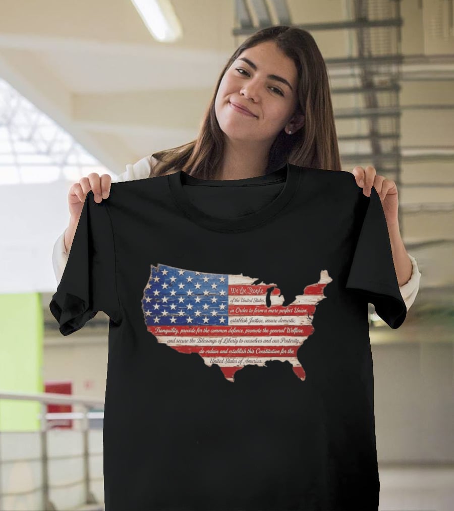 We The People Flag Map Of The United States Constitution T-Shirt