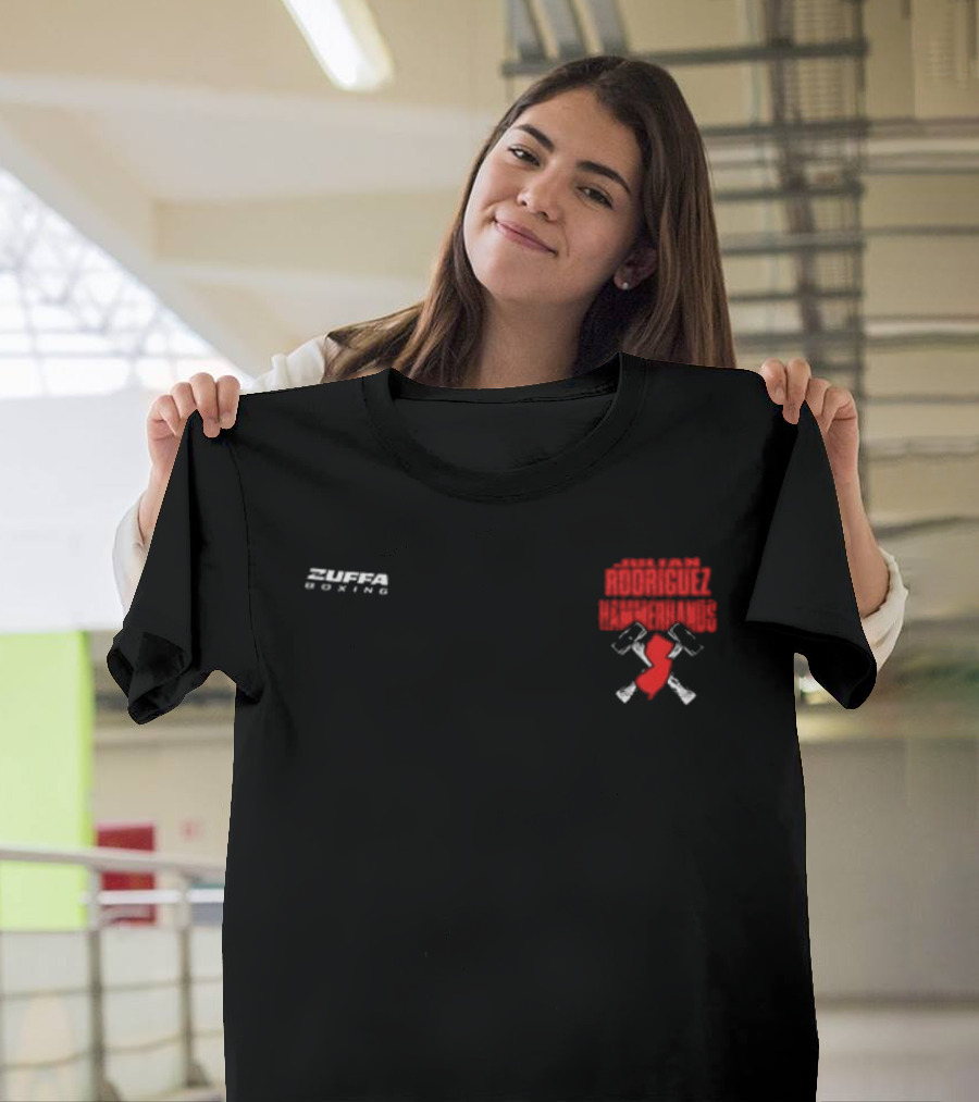 Zuffa Boxing Julian Rodriguez Hammer Hands Red Gloves Crossed Hammers T-Shirt
