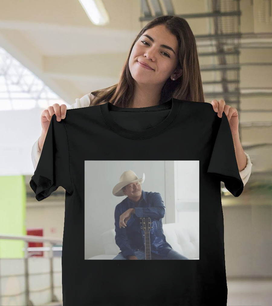 Alan Jackson I Want To Stroll Over Heaven With You White Hat Blue Guitar T-Shirt