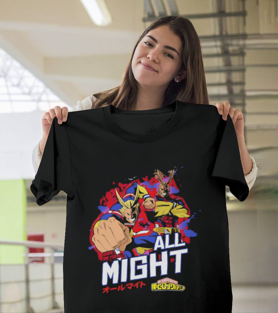 All Might My Hero Academia Anime Hero Iconic Character Art Quirk One For All T-Shirt