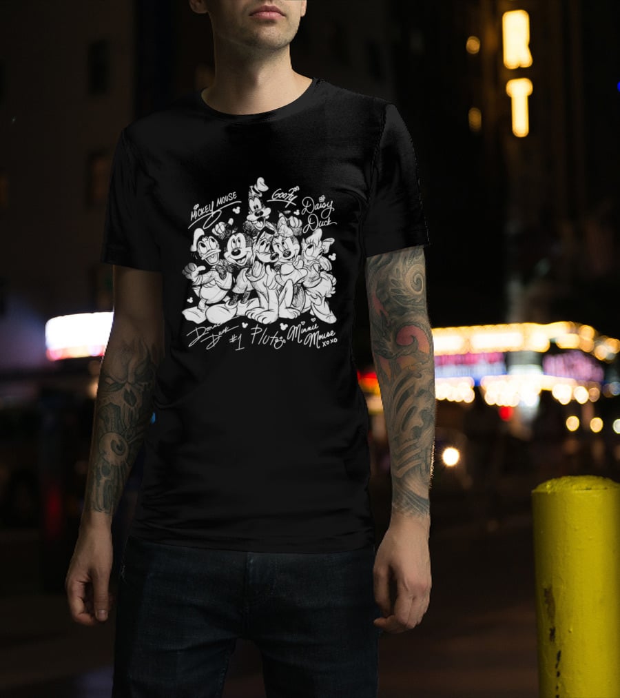 Mickey Mouse Goofy Daisy Duck Donald Duck Pluto Minnie Mouse Friends 2026 Disneyland Trip Sketch T-Shirt