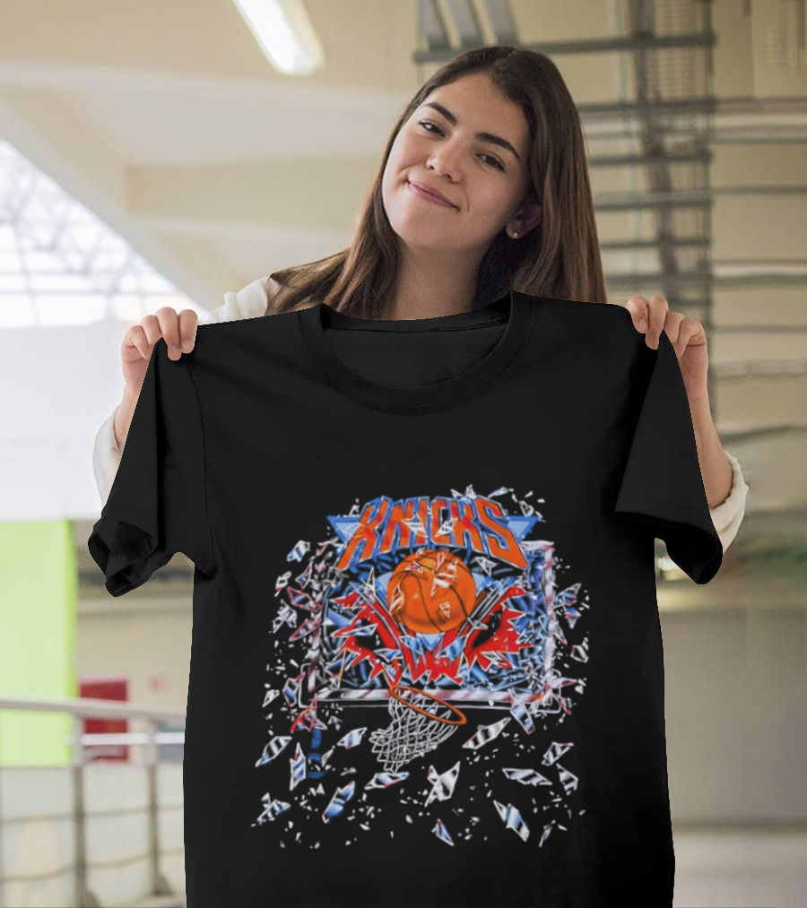 New York Knicks Basketball Backboard Shatter Explosive Glass Impact T-Shirt