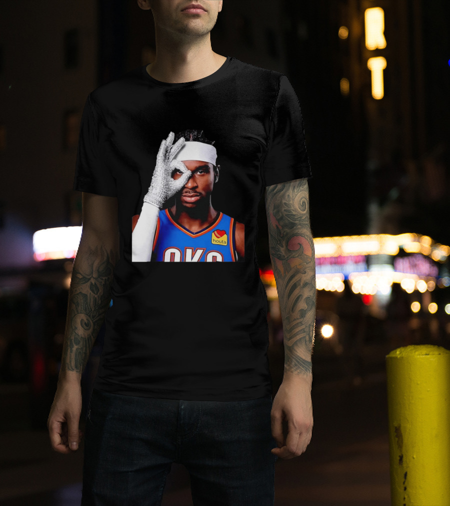 Shai Gilgeous Alexander Oklahoma City Thunder Clutch Player Of The Year 2026 Glitter Gloves Houta OKC T-Shirt