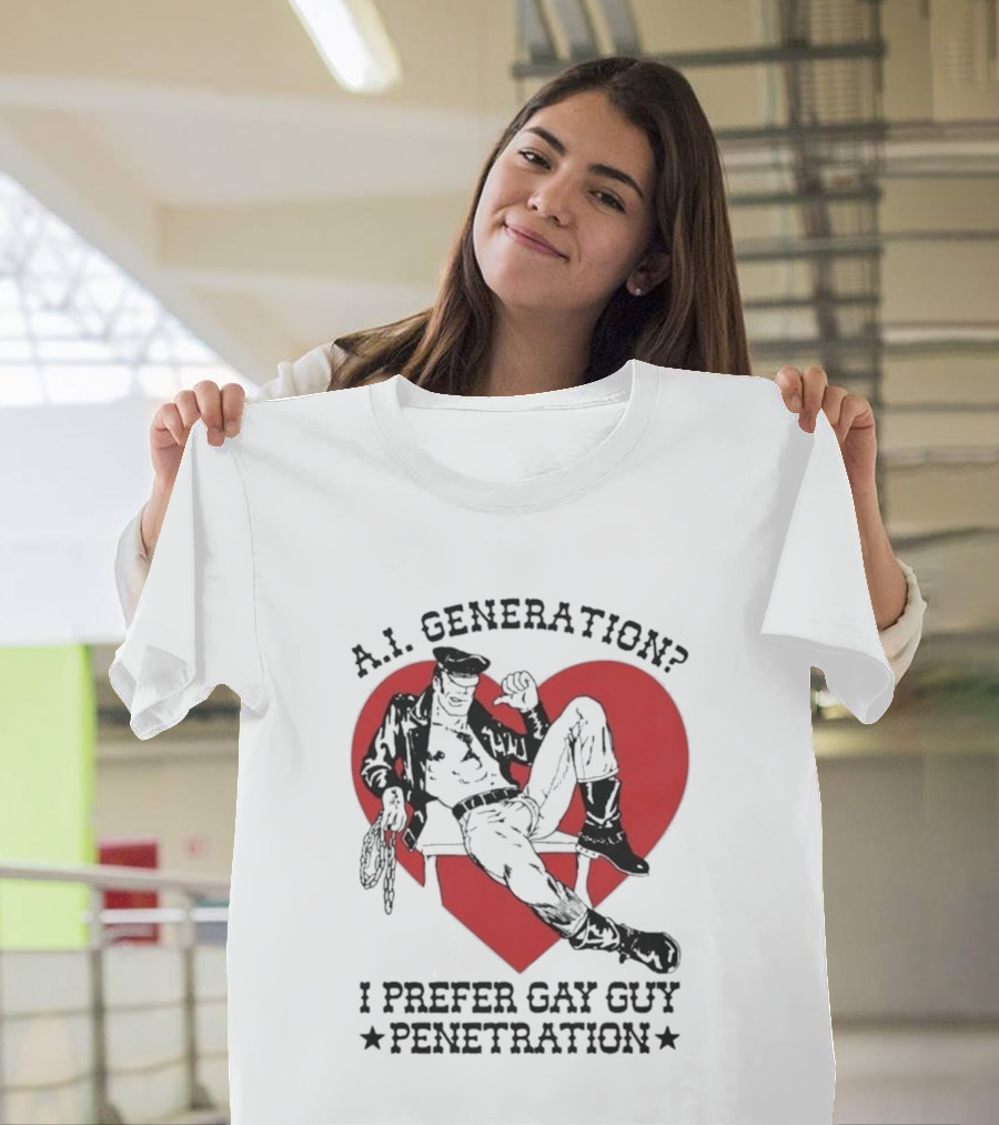 A.I. Generation I Prefer Gay Guy Penetration Heart Background Leather Outfit T-Shirt