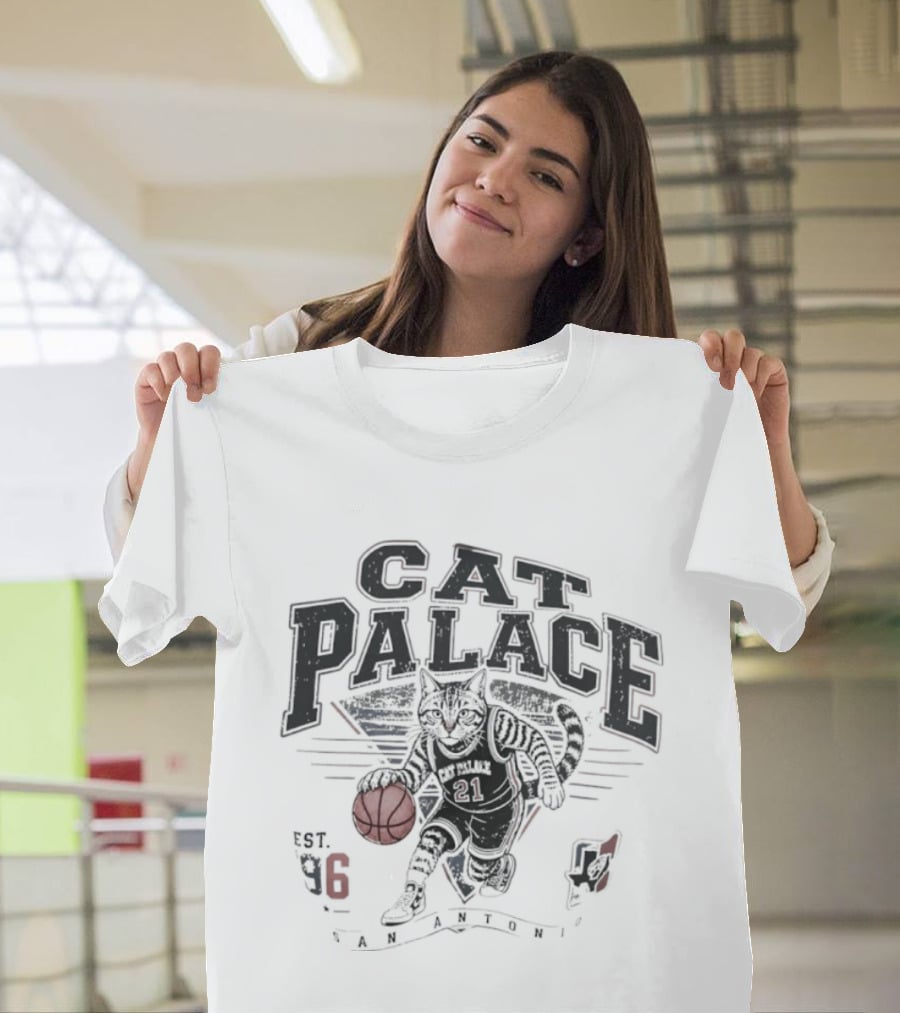 Cat Palace San Antonio Spurs Est 96 Basketball Cat Player T-Shirt