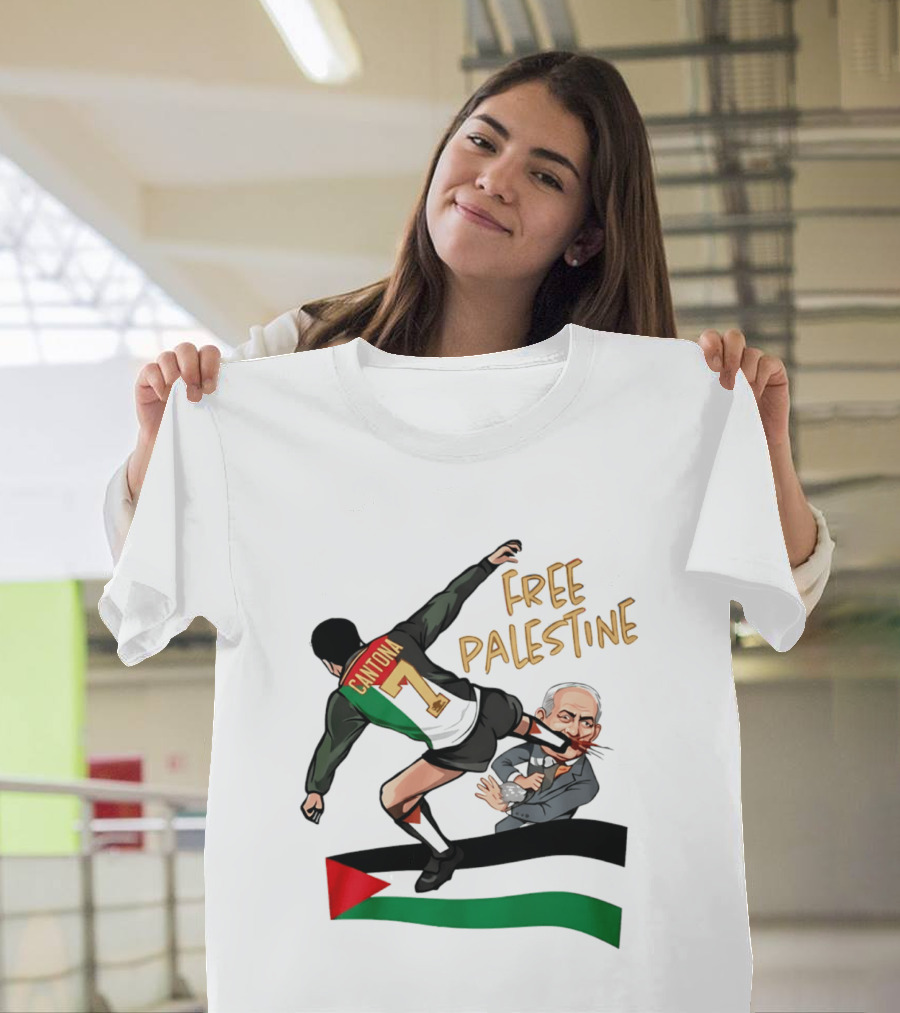 Cantona Number 7 Free Palestine Kick Advocate T-Shirt