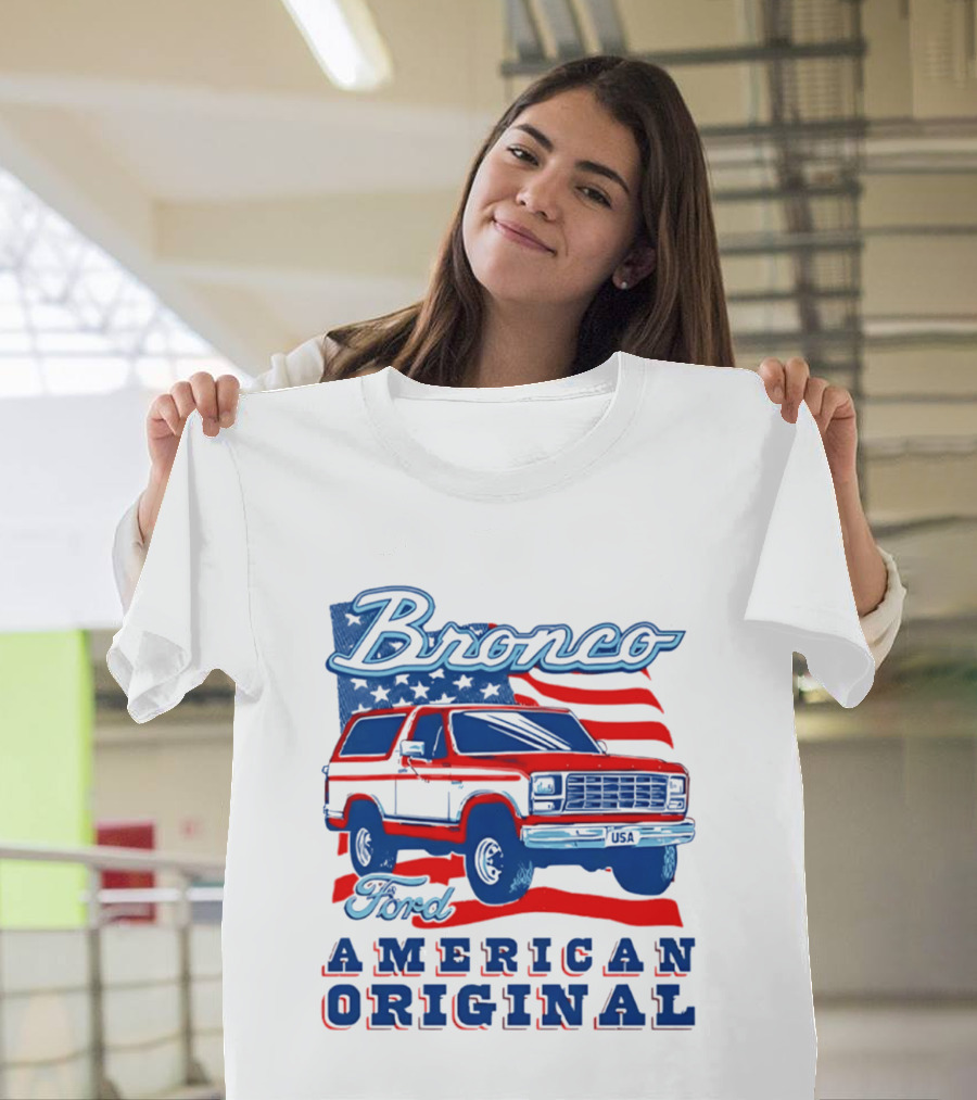 Bronco Ford American Original Vintage Truck Classic Stars And Stripes T-Shirt