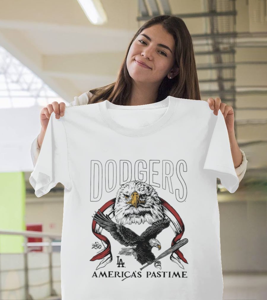 Dodgers LA Bald Eagle America's Pastime 250 Celebration T-Shirt
