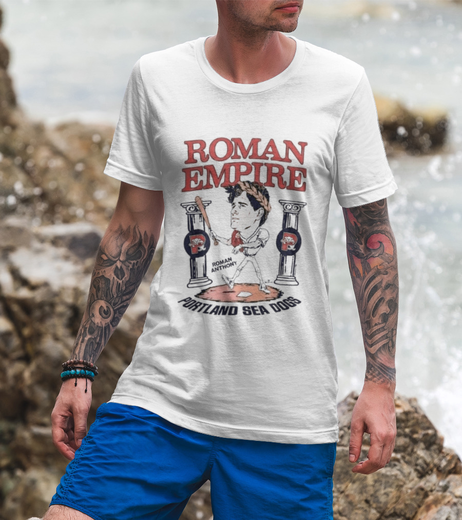 Roman Empire Phillies Portland Sea Dogs Baseball Bat Columns T-Shirt