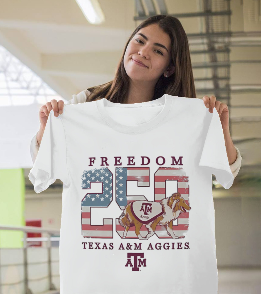 Texas A&M Aggies Freedom Reveille 250th Celebration T-Shirt