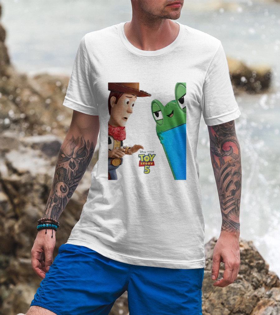 Toy Story 5 Woody And Animated Frog Encounter T-Shirt