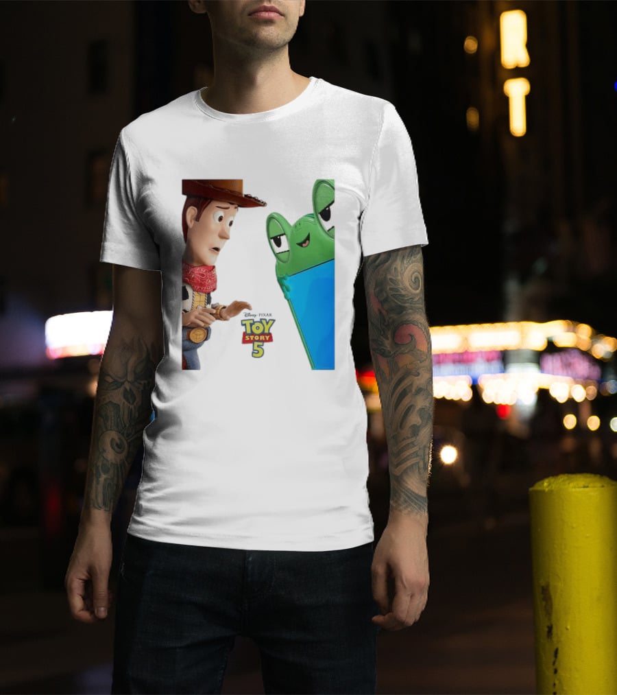 Toy Story 5 Woody And Animated Frog Encounter T-Shirt