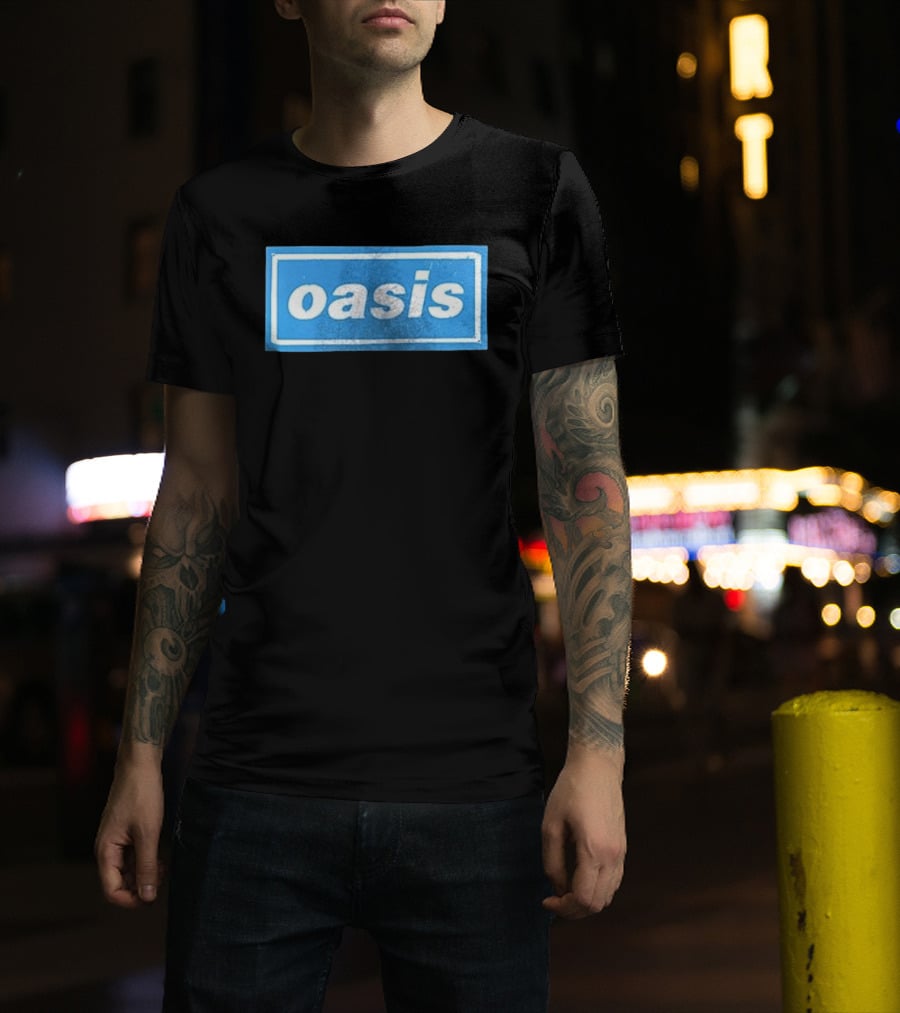 Oasis Vintage Blue Distressed Box T-Shirt