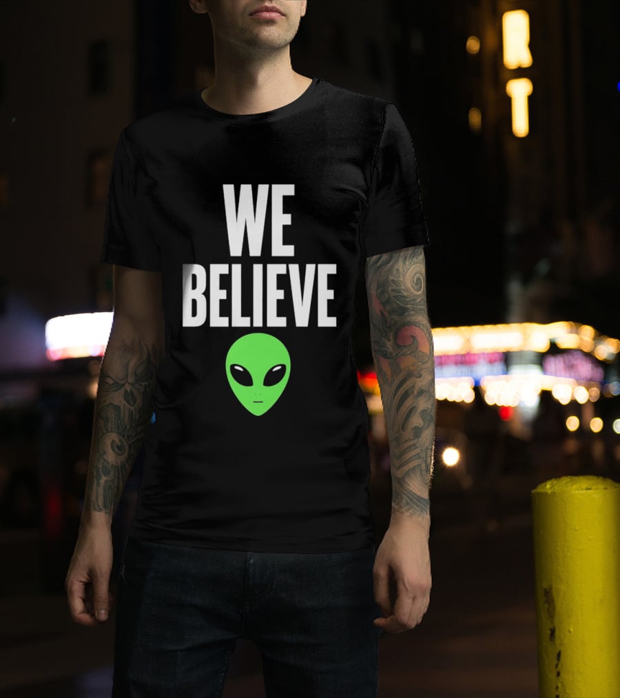 We Believe Alien Green Head Basketball Fans Go Spurs Go T-Shirt