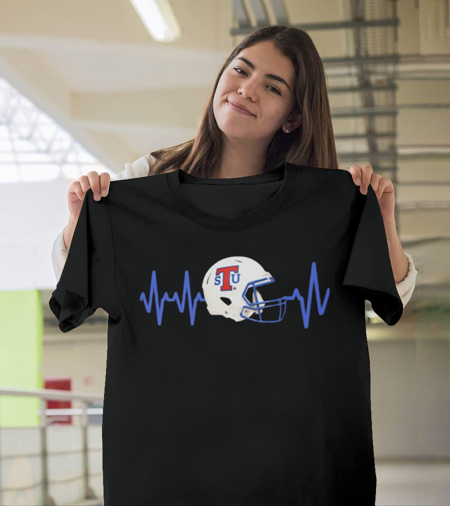 Louisiana Tech Bulldogs STU Football Helmet Heartbeat T-Shirt