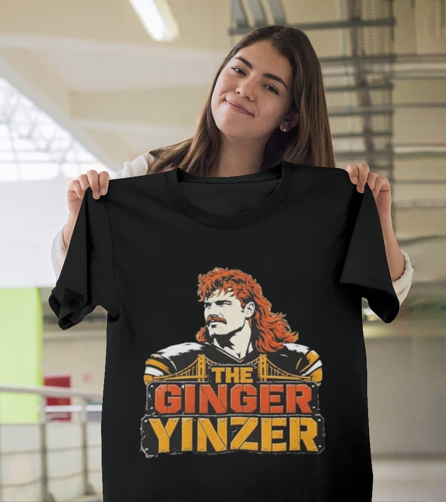 The Ginger Yinzer Pittsburgh Steel City Sports Icon With Red Hair And Mustache T-Shirt