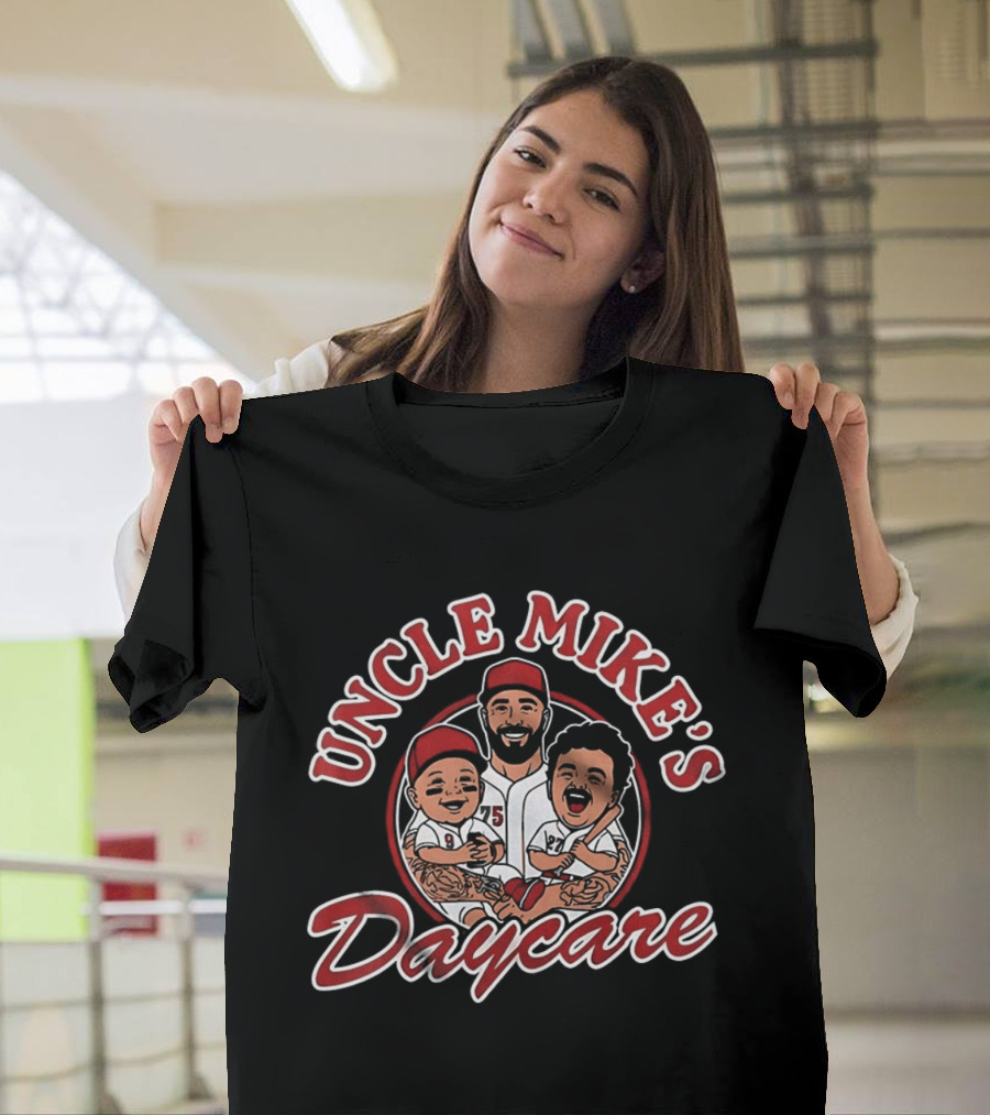 Uncle Mike's Daycare Cincinnati Reds Baseball Player And Kids T-Shirt
