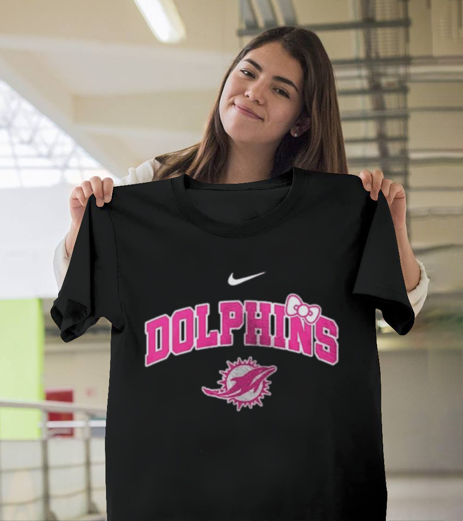 Miami Dolphins X Hello Kitty Her Fight Is Our Fight Pink Out T-Shirt