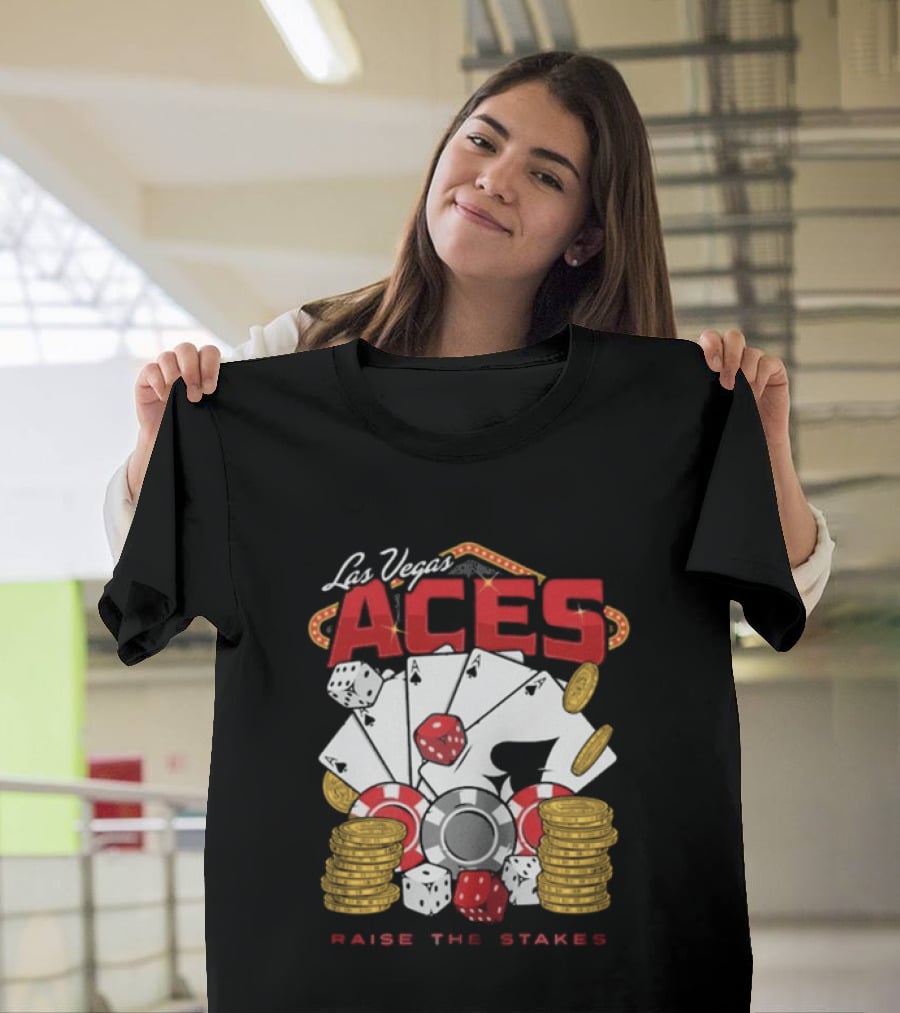 Las Vegas Aces Raise The Stakes Five Of A Kind Poker T-Shirt