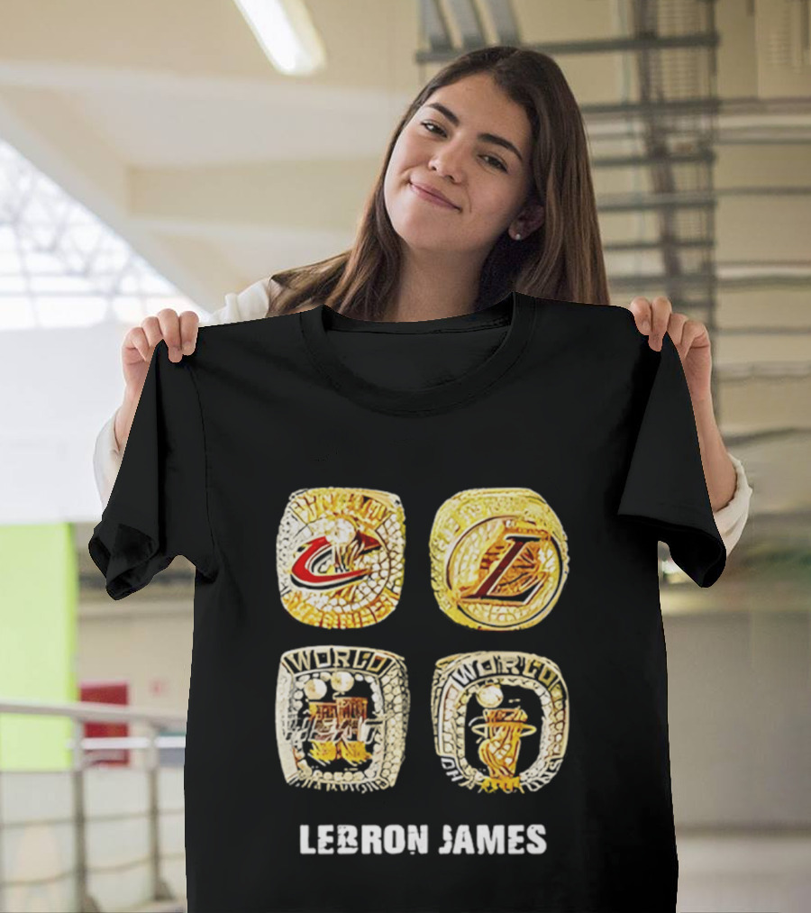 Lebron James World Rings Cleveland Los Angeles 2026 T-Shirt