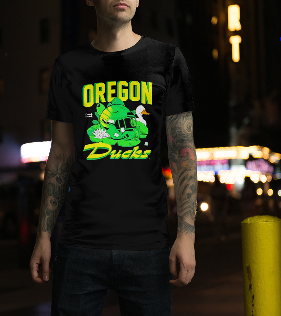 Oregon Ducks Football Helmet And Duck T-Shirt