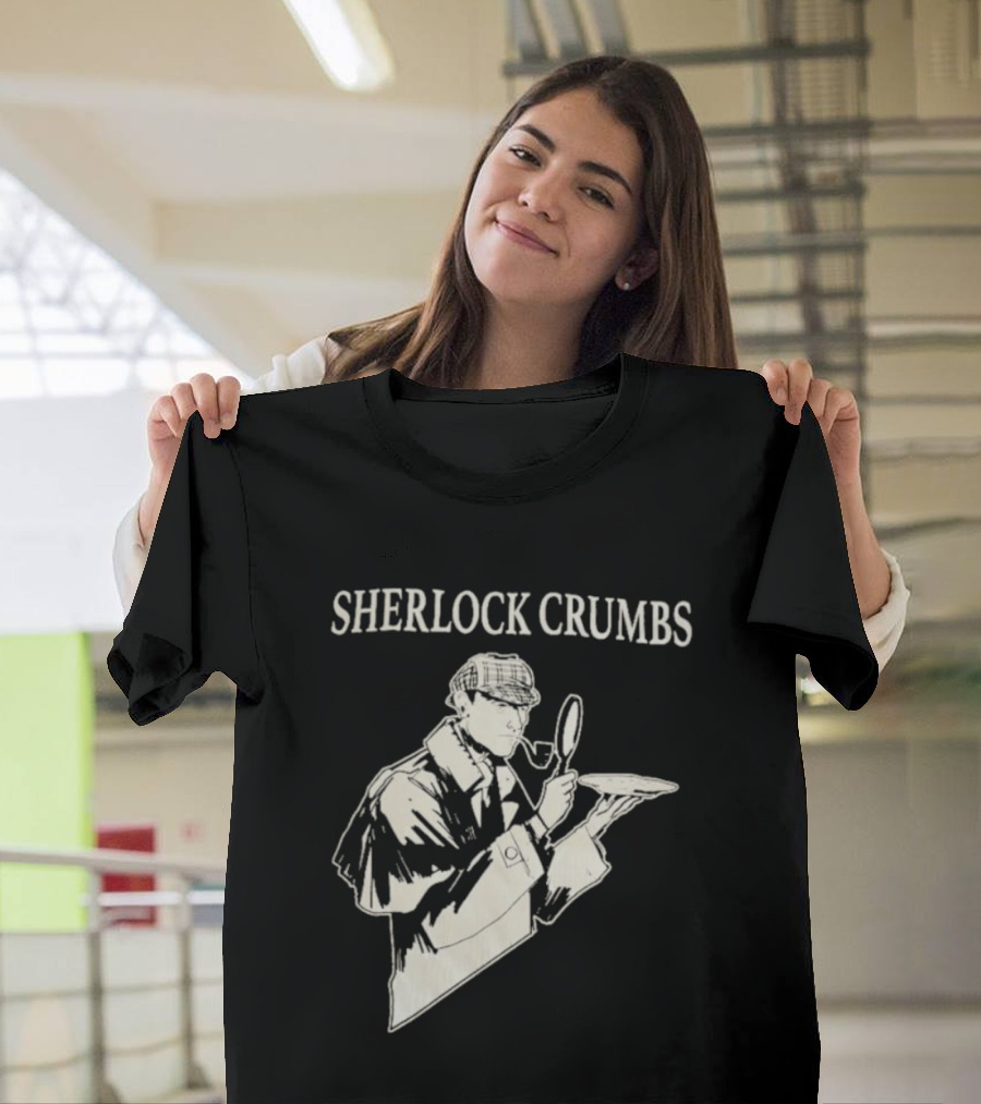 Sherlock Crumbs Detective Magnifying Glass Pipe T-Shirt