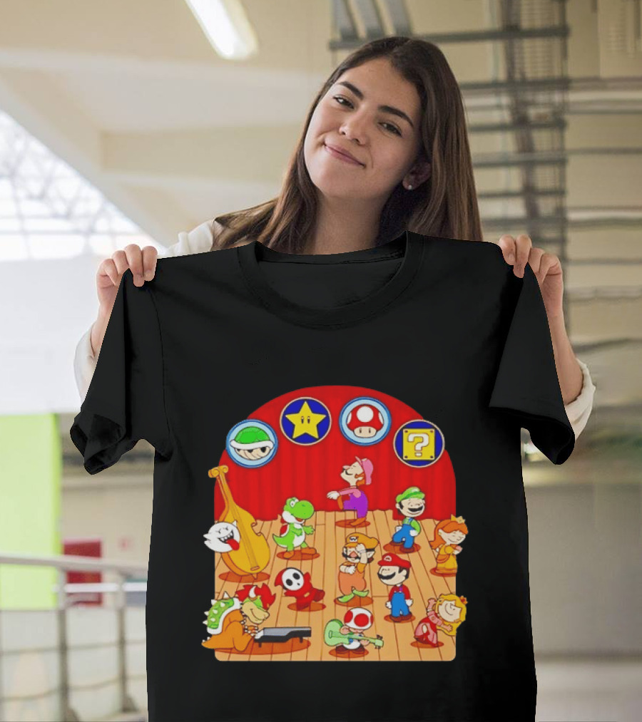 Super Mario Bros Peanuts Characters Dancing Plumber Game Mashup T-Shirt