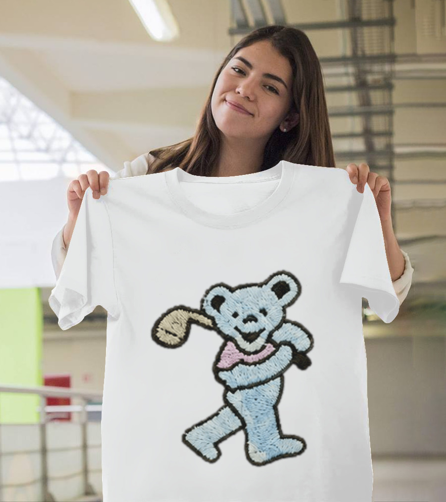 2026 Grateful Dead Bear Golf Embroidered Patch T-Shirt