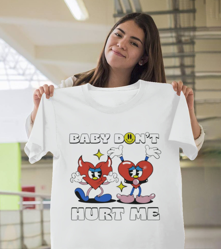 Baby Don't Hurt Me Heart Characters With Smile Emoji T-Shirt