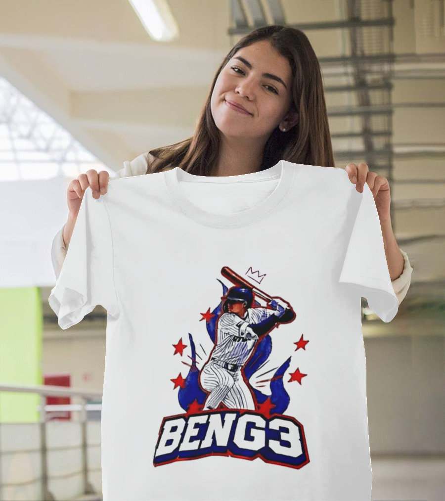 BENG3 Baseball Player Pinstripe Jersey Crown Stars T-Shirt