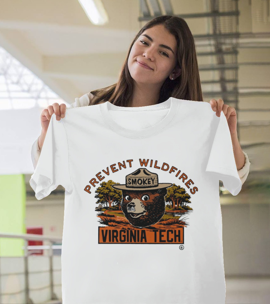 Smokey Bear Virginia Tech Prevent Wildfires Collaboration T-Shirt