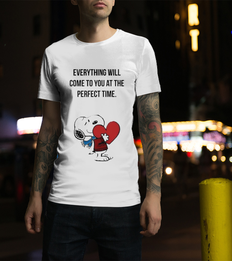 Snoopy Peanuts Everything Will Come To You At The Perfect Time Red Heart T-Shirt