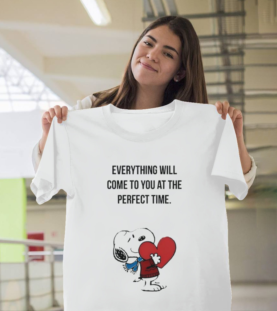 Snoopy Peanuts Everything Will Come To You At The Perfect Time Red Heart T-Shirt