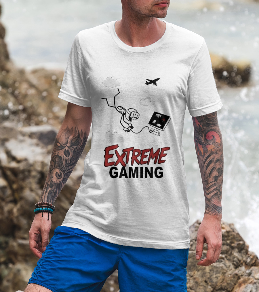 Boys Extreme Gaming Adventure Controller Clouds Plane T-Shirt