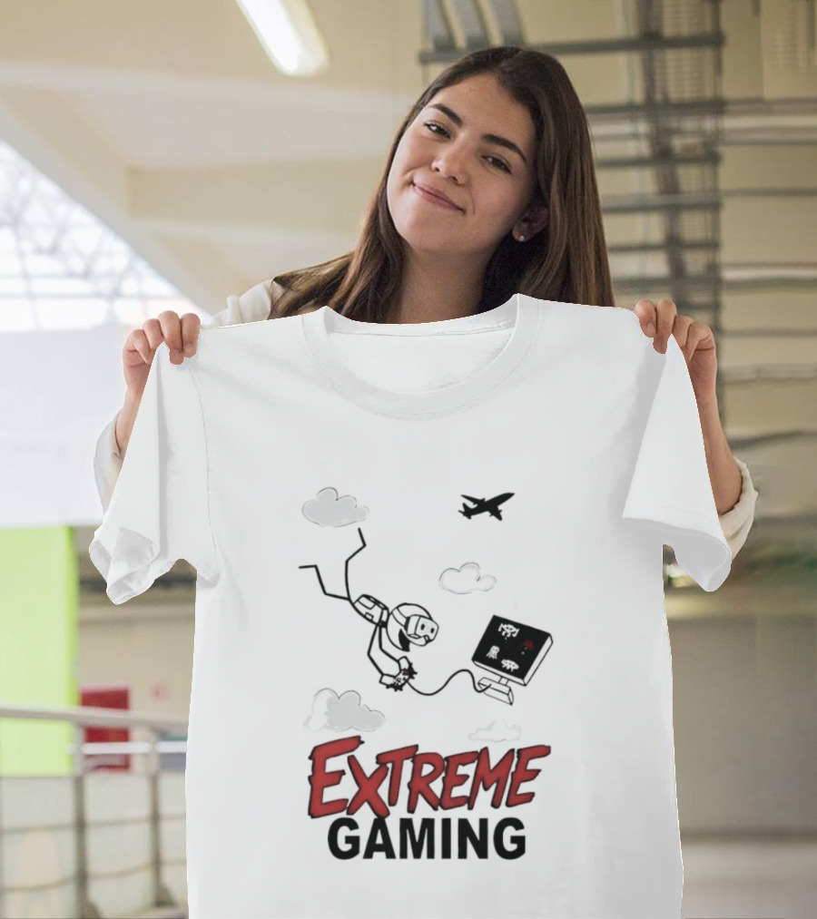 Boys Extreme Gaming Adventure Controller Clouds Plane T-Shirt