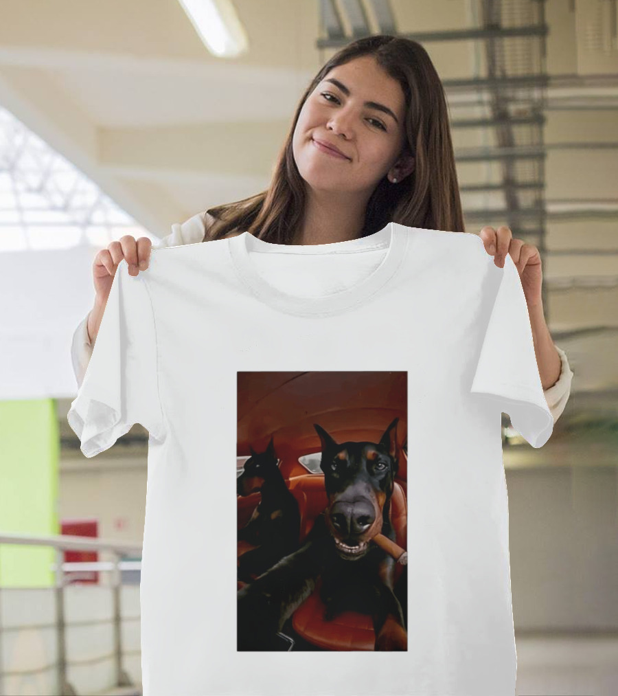 Doberman Smoking Cigar In Car Selfie T-Shirt